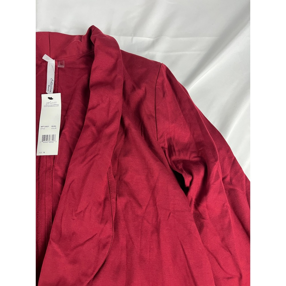 NY Collection Women's Burgundy Open Front Cardigan Plus‎ Size 1X Career Casual